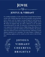 Jovie custom name meaning print in deep blue