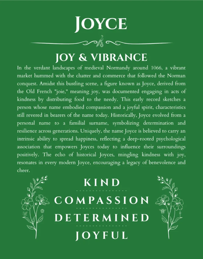 Joyce custom name meaning print in dark green