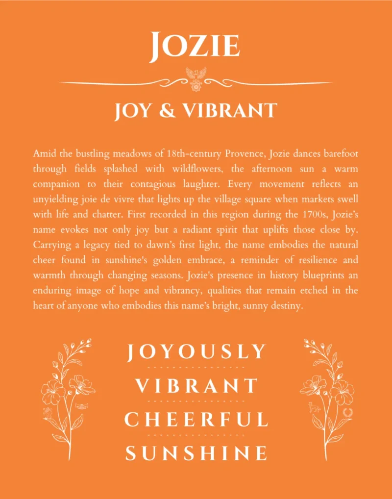 Jozie personalized name meaning print in orange