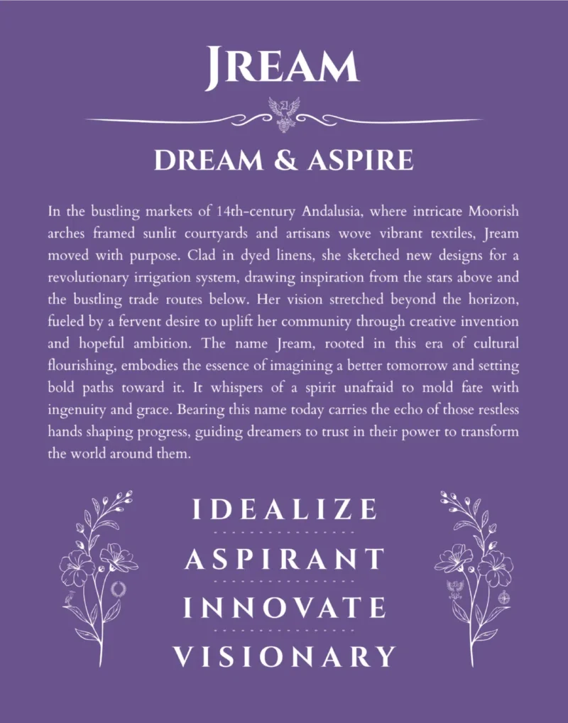 Jream personalized name meaning print in purple