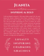 Juanita personalized name art with origin story in red