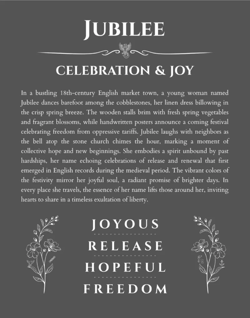 Jubilee personalized name meaning print in gray