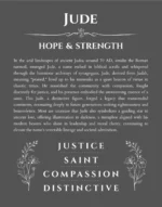 Jude name origin print with meaning and traits in gray