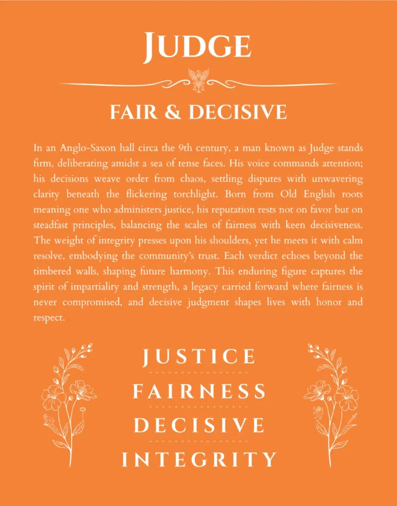 Judge custom name print for wall display in orange