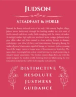 Judson custom name meaning print in red
