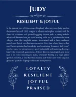 Judy personalized name print with origin and traits in deep blue