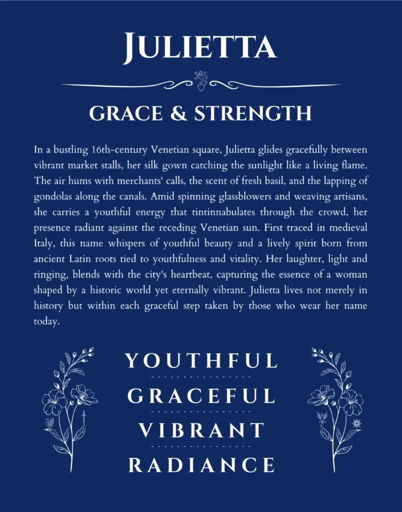 Julietta personalized name meaning print in deep blue