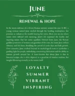 June name meaning gift print in dark green