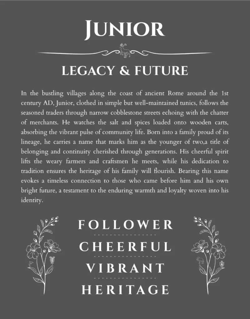 Junior personalized wall art with the story of your name in gray