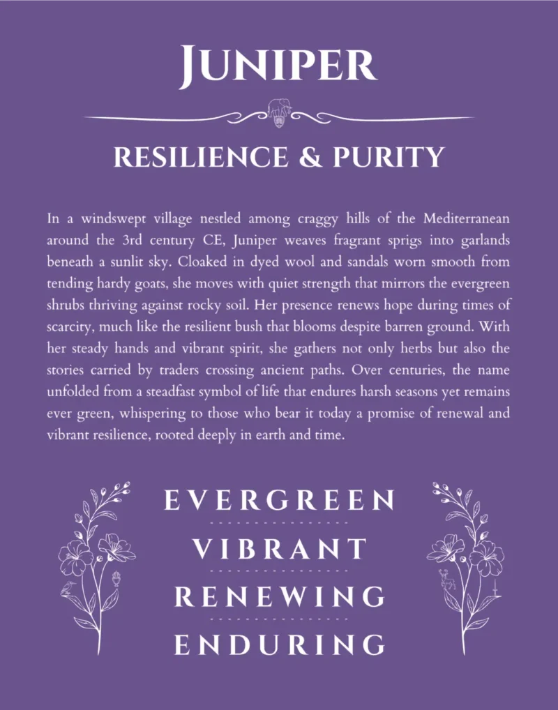 Juniper name meaning wall art by Get Your Story in purple