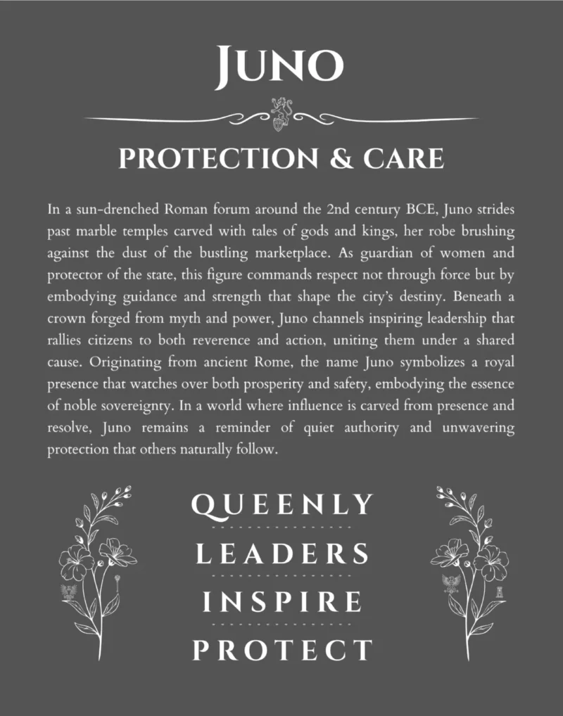 Juno personalized name print with origin and traits in gray