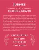 Jurnee personalized name art with origin story in red