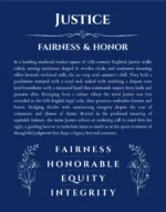 Justice personalized name art with origin story in deep blue