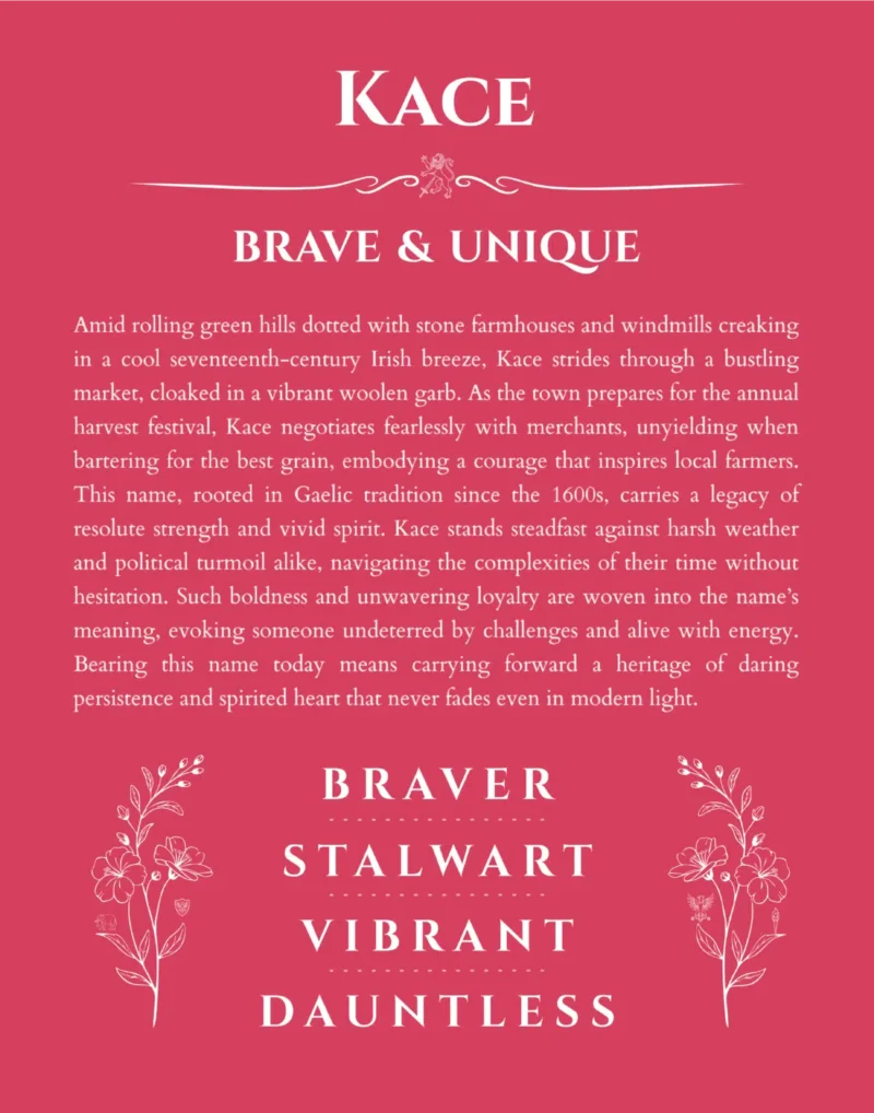 Kace personalized name meaning print in red
