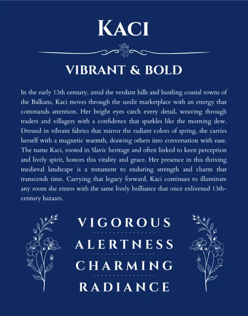 Kaci name meaning gift print in deep blue