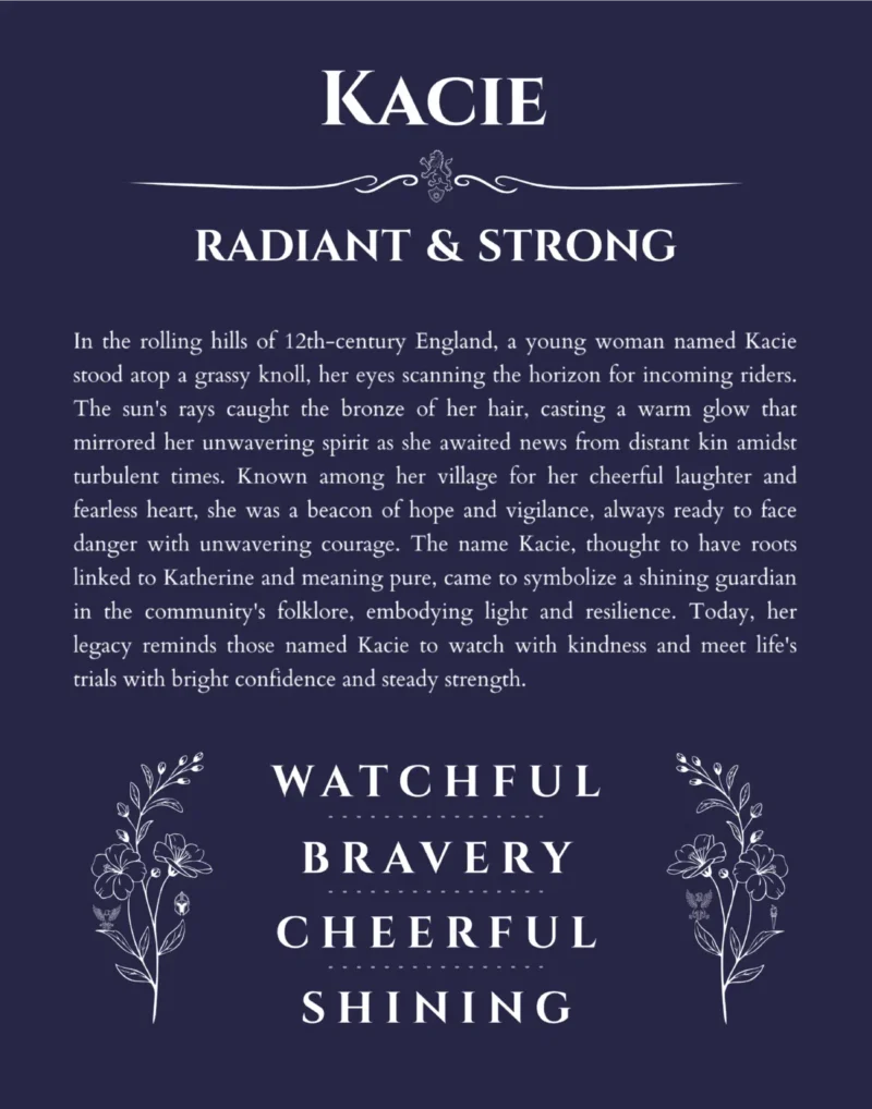 Kacie name meaning wall art by Get Your Story in navy blue