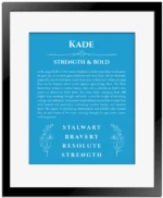 Kade name meaning gift print in blue with black matte frame