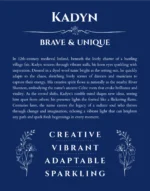 Kadyn personalized wall art with the story of your name in deep blue