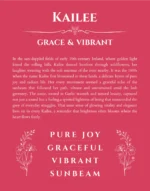 Kailee name origin print with meaning and traits in red