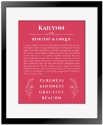 Kailynn name meaning gift print in red with black matte frame