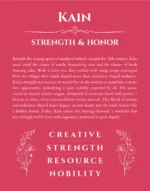 Kain personalized name art with origin story in red