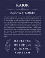 Kaior name origin print with meaning and traits in navy blue