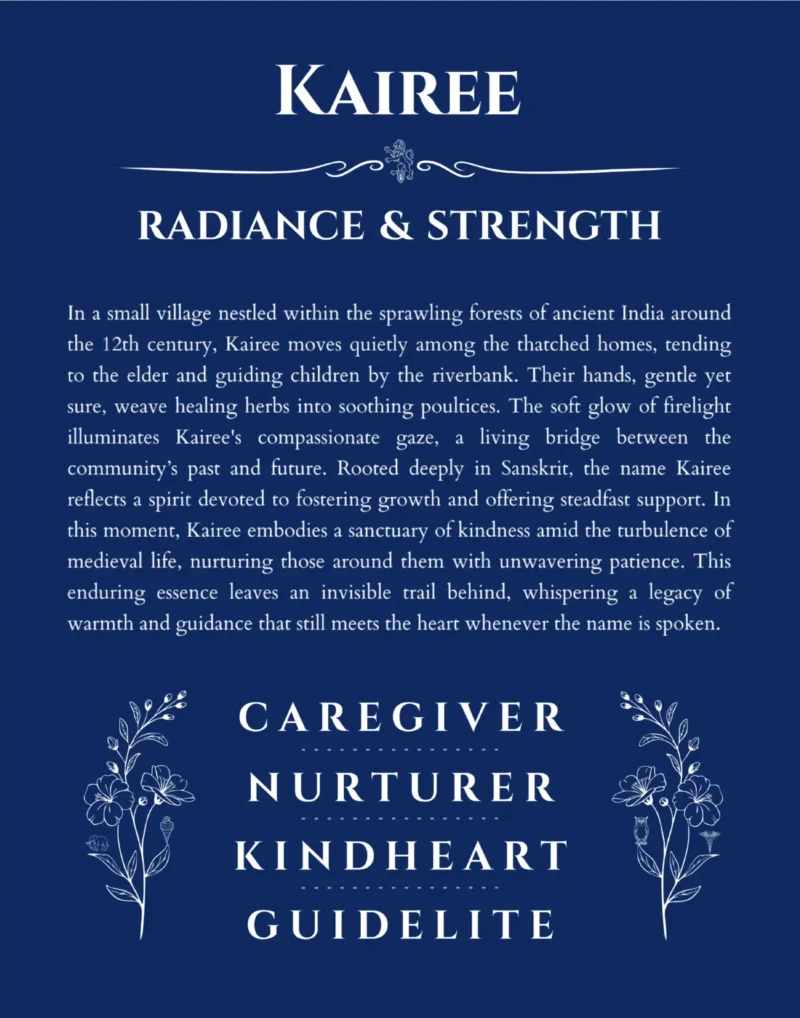 Kairee personalized name meaning print in deep blue