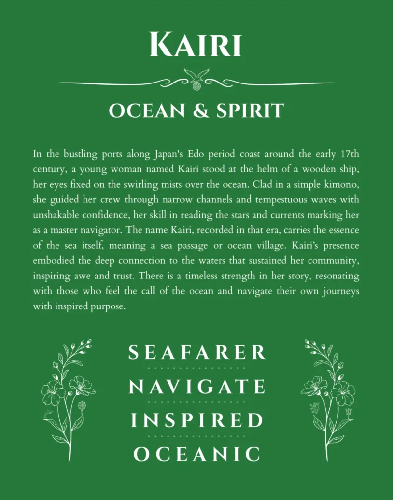 Kairi personalized name meaning print in dark green