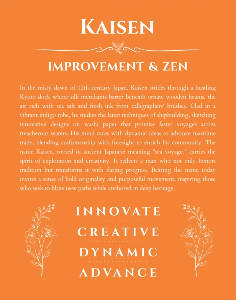 Kaisen name origin print with meaning and traits in orange