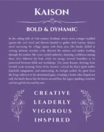 Kaison name origin print with meaning and traits in purple