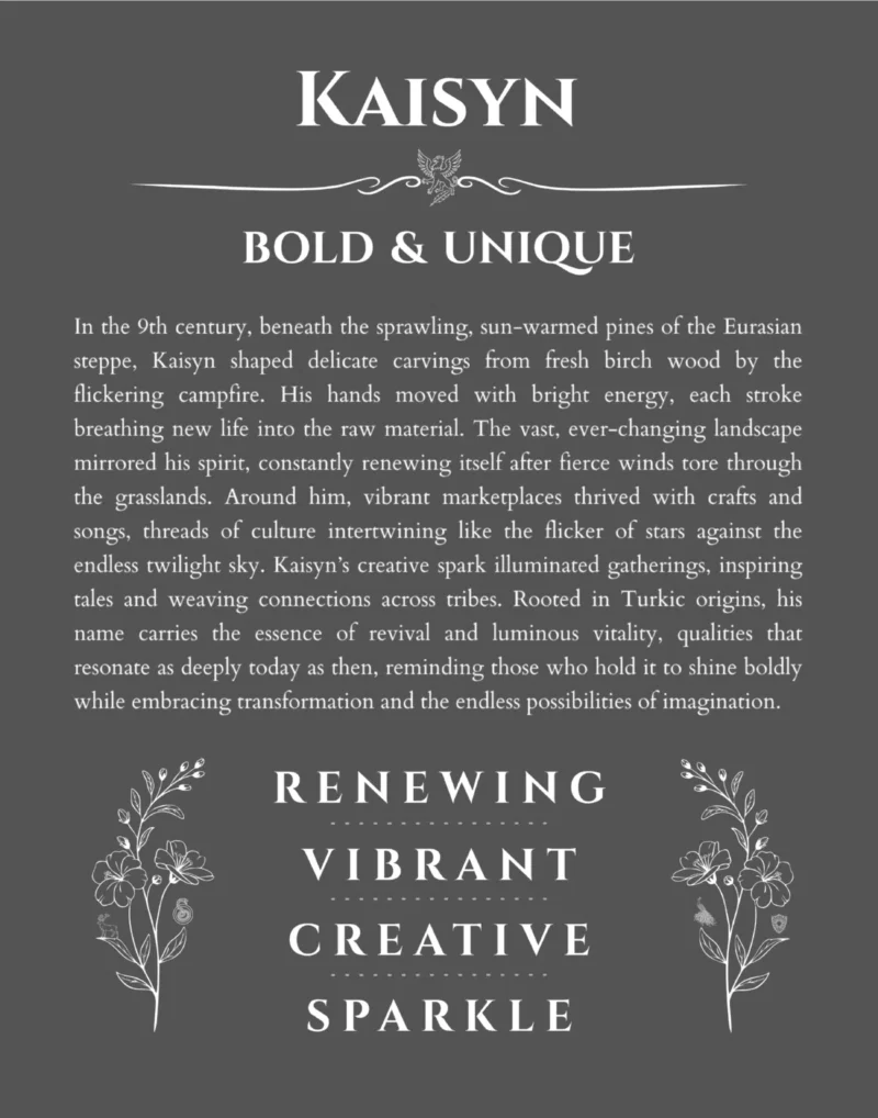 Kaisyn name meaning wall art by Get Your Story in gray