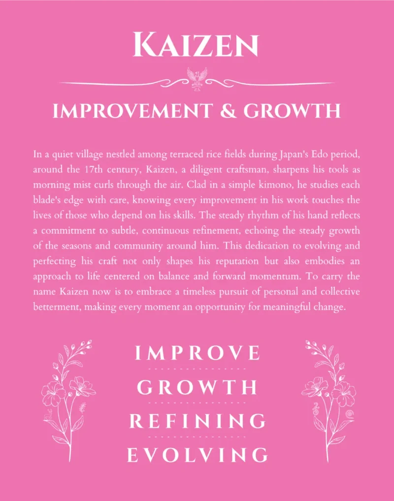 Kaizen custom name meaning print in pink
