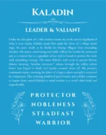Kaladin personalized wall art with the story of your name in blue