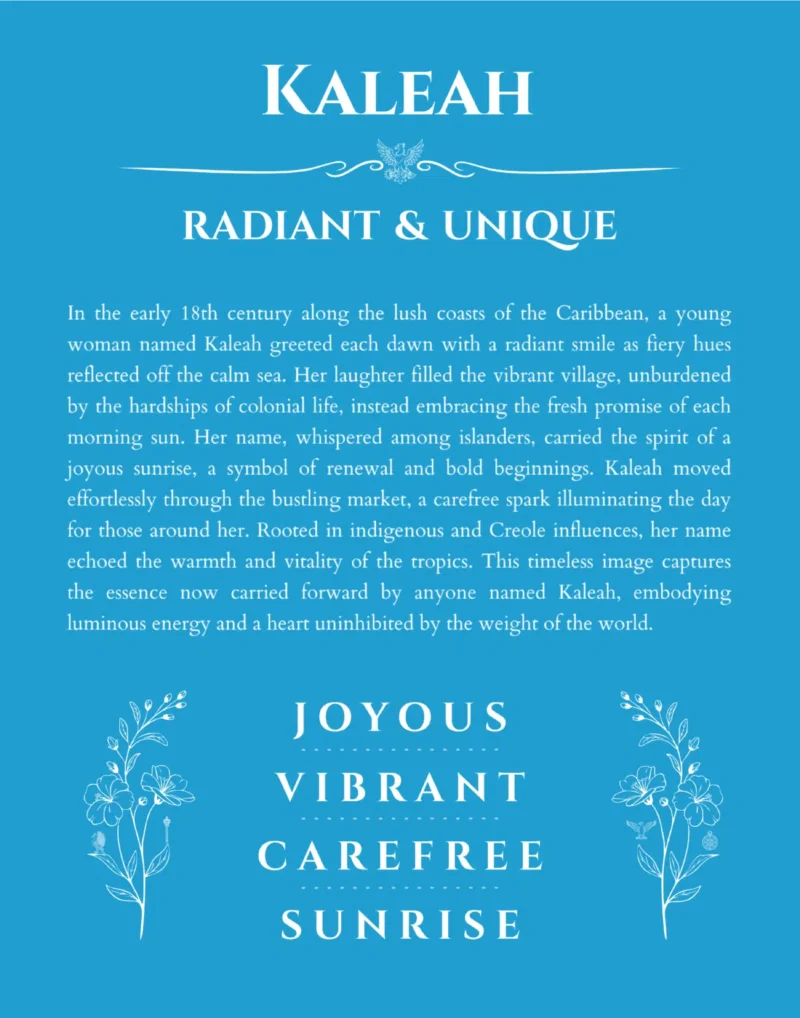 Kaleah custom name meaning print in blue