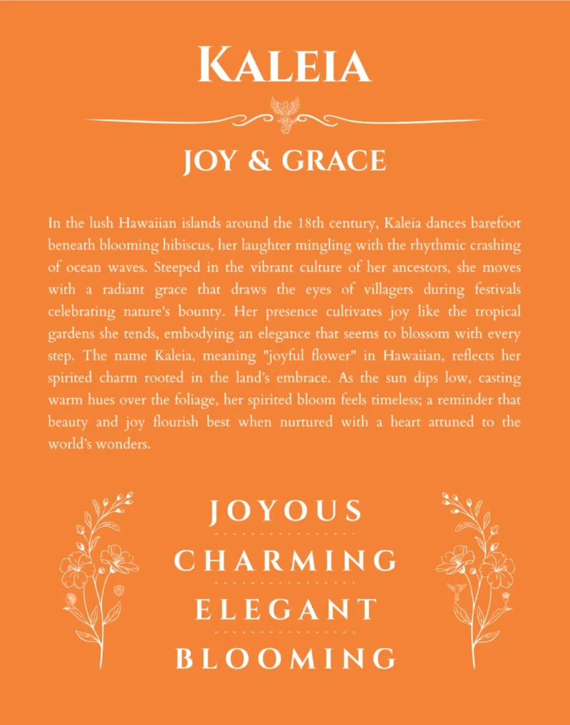 Kaleia name meaning gift print in orange