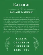 Kaleigh name meaning wall art by Get Your Story in dark green