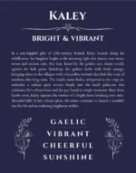 Kaley custom name meaning print in navy blue