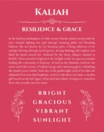 Kaliah custom name art showing meaning and origin in red