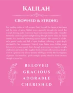 Kalilah personalized name art with origin story in pink