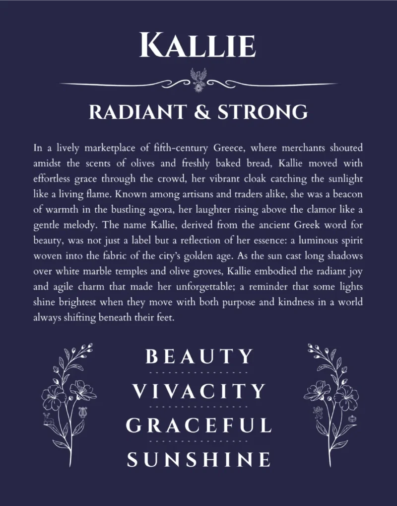 Kallie name meaning wall art by Get Your Story in navy blue