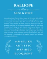 Kalliope personalized name art with origin story in blue