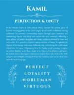 Kamil custom name art showing meaning and origin in blue