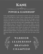 Kane name origin print with meaning and traits in gray