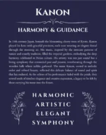Kanon name origin print with meaning and traits in navy blue