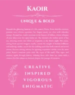Kaoir personalized name art with origin story in pink