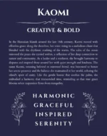 Kaomi personalized name art with origin story in navy blue