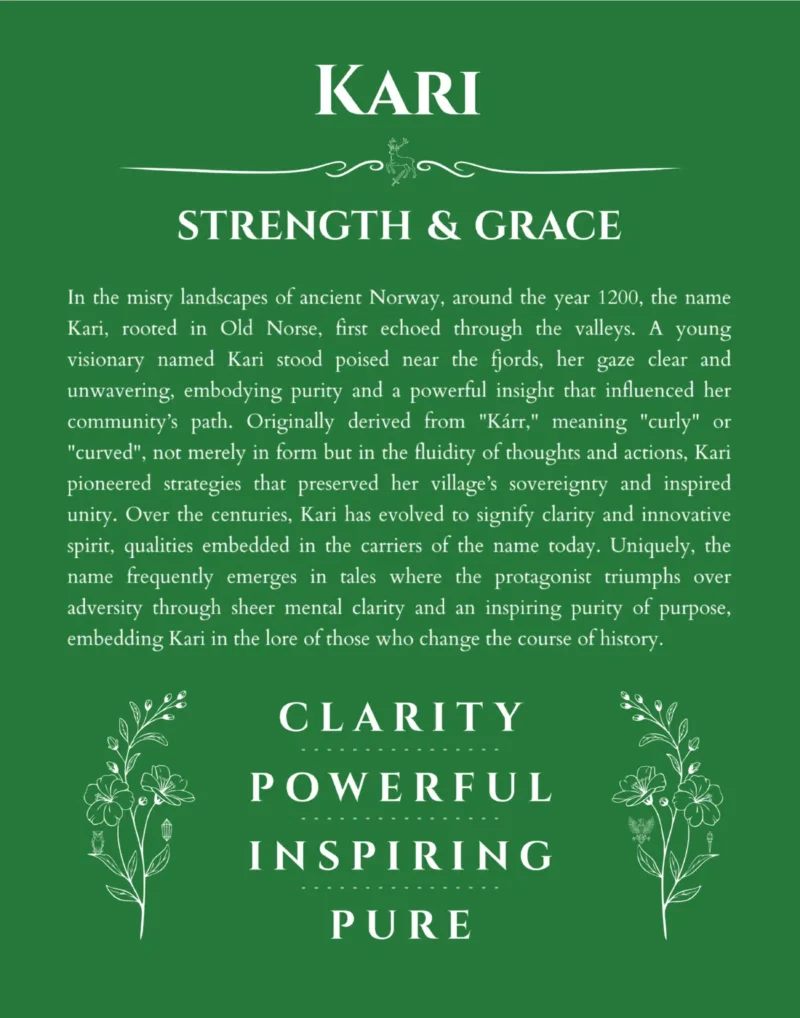 Kari name meaning gift print in dark green