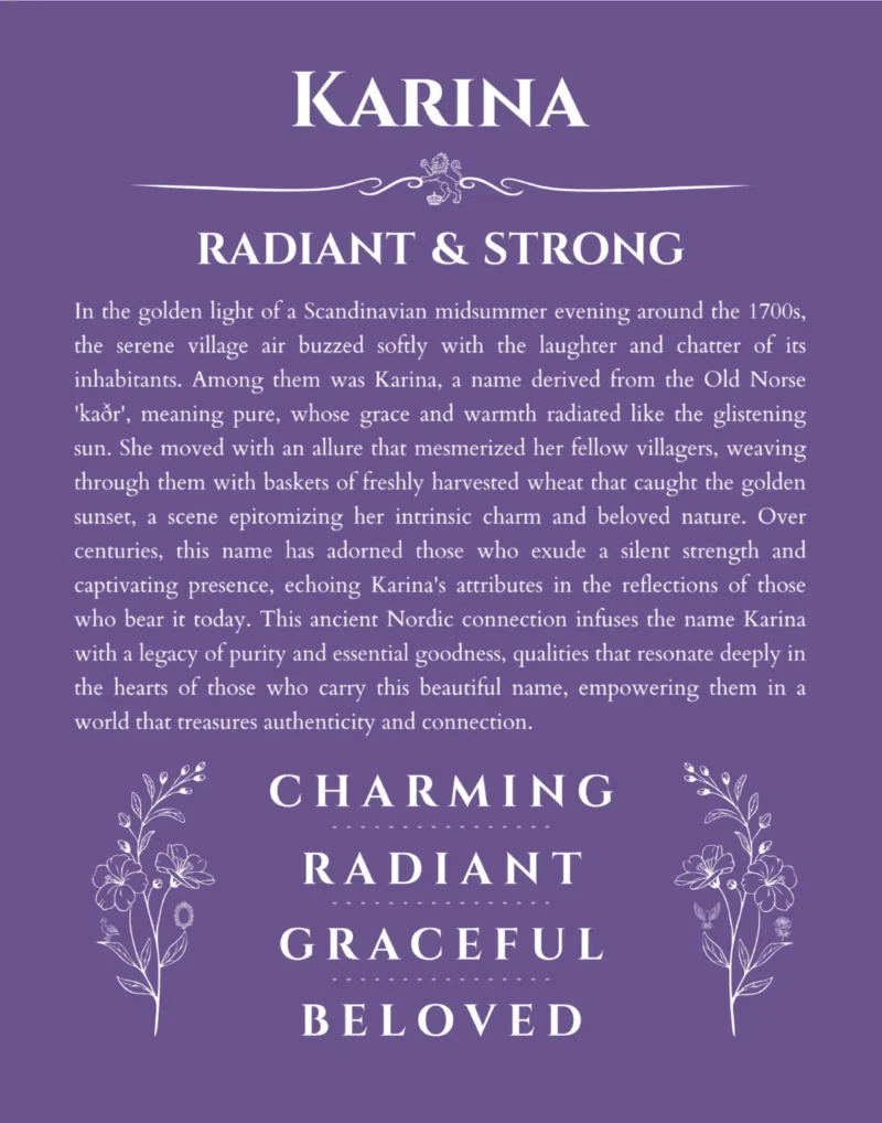 Karina name meaning gift print in purple