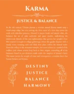 Karma personalized name art with origin story in orange