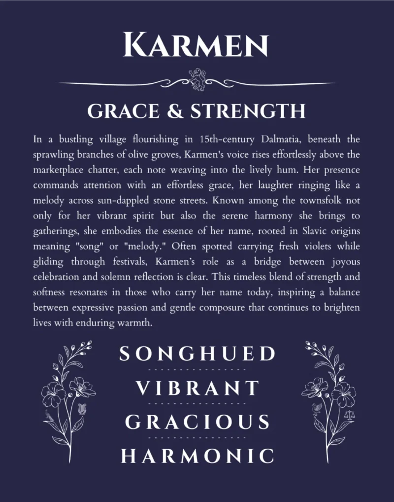 Karmen custom name meaning print in navy blue